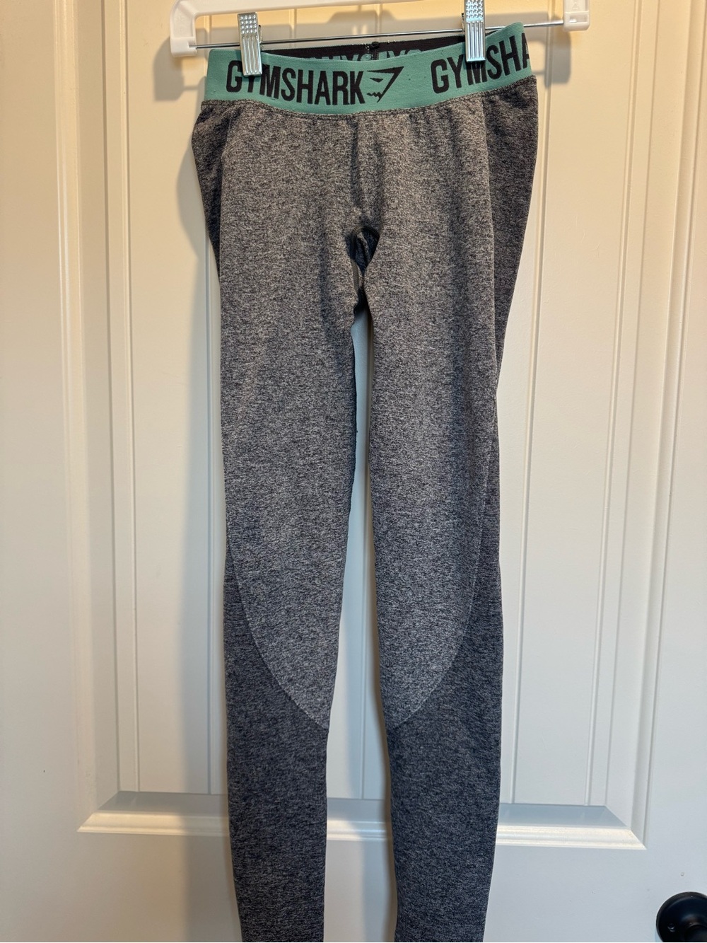 Gymshark Heather Gray Leggings with Mint Waistband Logo